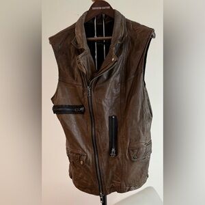 All Saints Brown Leather Vest